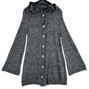 PrAna Bell Sleeve Hooded Tunic Cardigan Swearer with Hammered Buttons Oversize S